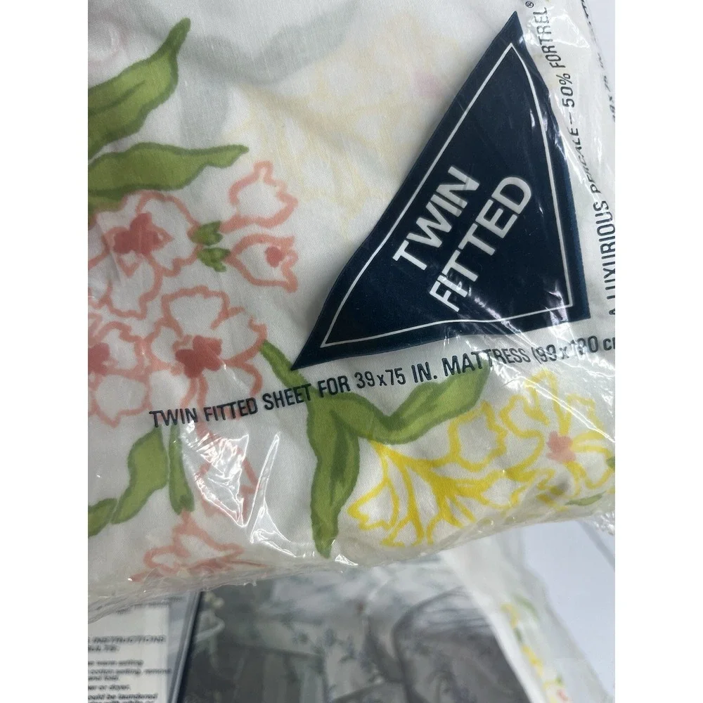 Pacific Twin Fitted Sheet Lot Of 2 Lady Alison White‎ Floral